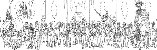 There are 31 characters in this drawing - that's 30 more than in the usual drawings I do.